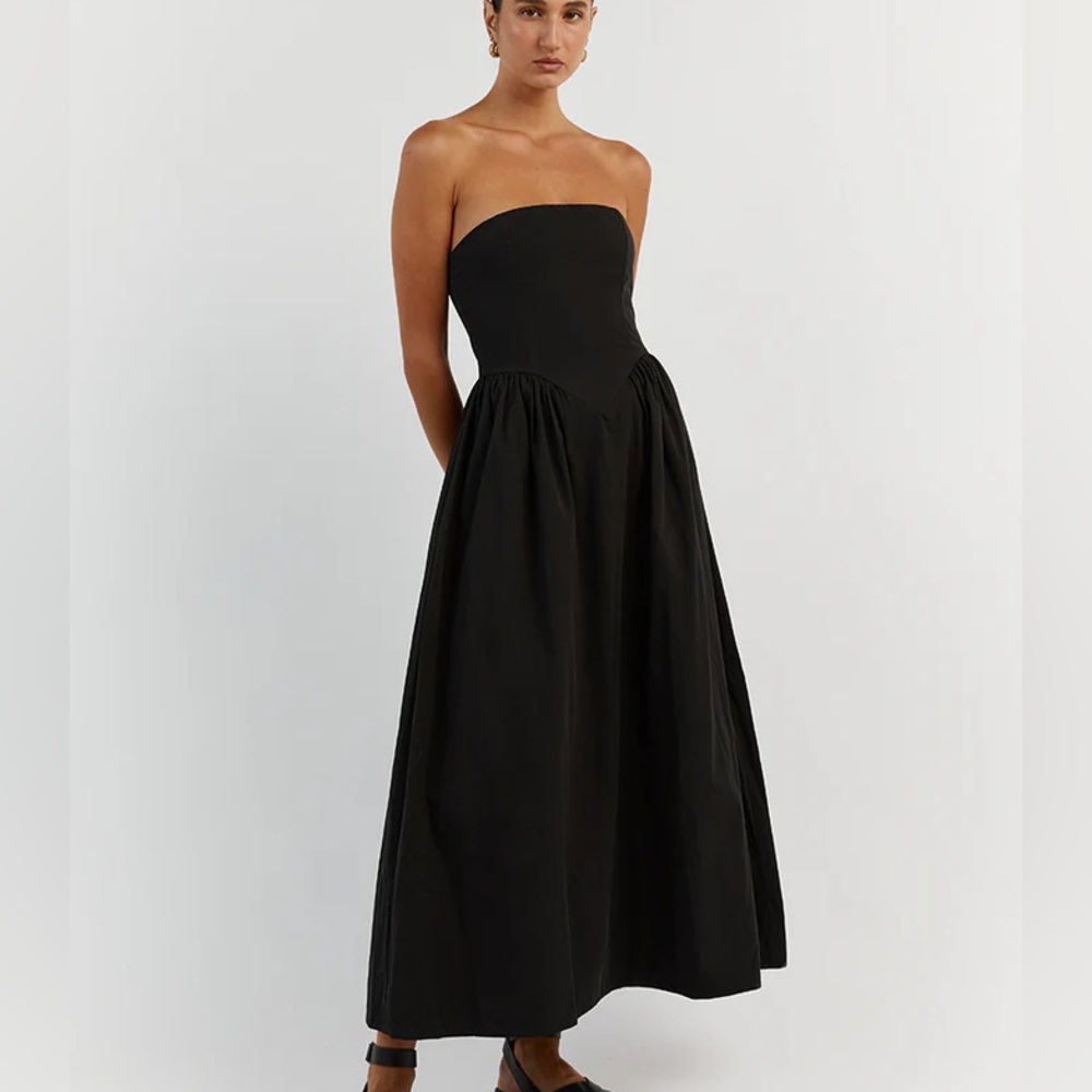 DISSH Black Strapless Midi Dress